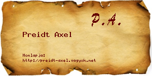 Preidt Axel névjegykártya